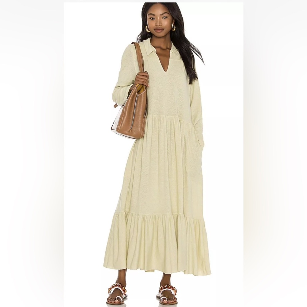 NEW Free People FP
Beach Moonlight Midi Dress
Collar Tiered Fava Bean
Green